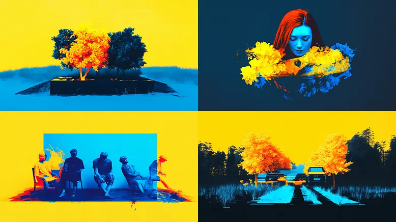 Vibrant and Contrasting Visual Narrative Blending Nature and Emotion