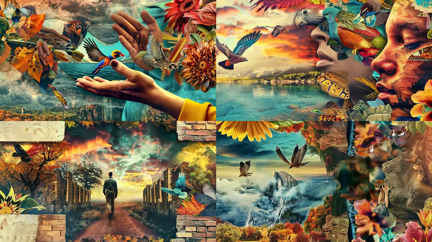 Eclectic Fusion of Surrealism and Photorealism with an Ethereal Vibe - Midjourney sref style