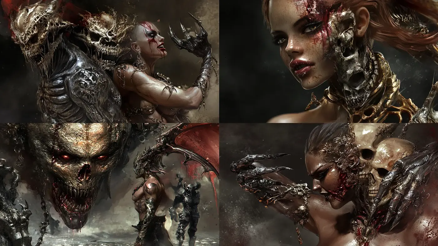Gothic Symbiosis: The Fusion of Dark Fantasy and Hyper-Realism - Midjourney sref style