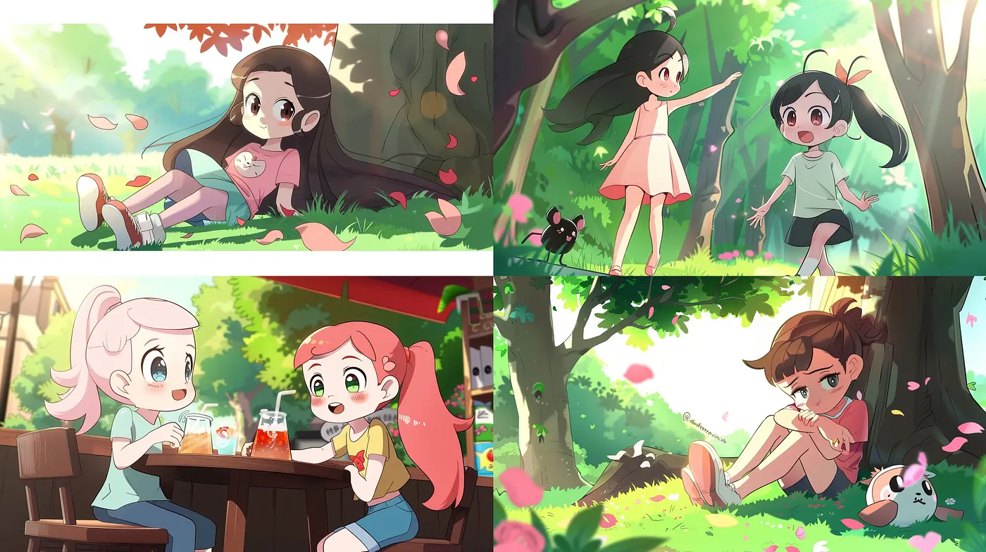 Consistent Whimsicality: A Harmonized Pastel Anime Dreamscape - Midjourney sref style