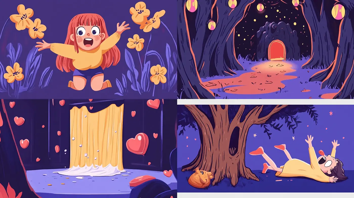 Enchanted Twilight: A Whimsical Illustration Series with Warm Tones and Dreamy Landscapes - Midjourney sref style