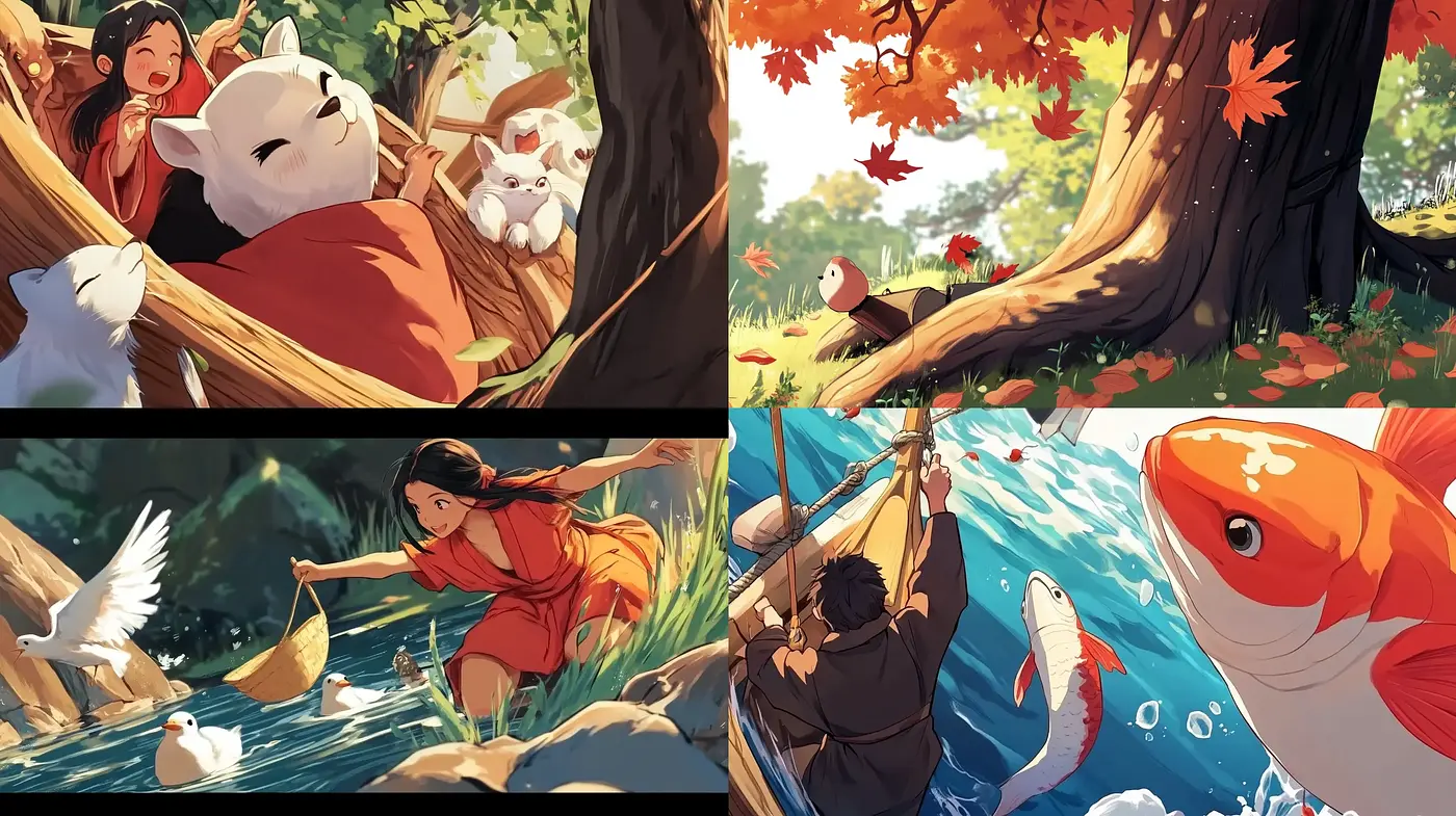 Lively Anime-Inspired Nature Panoramas with a Warm Color Spectrum - Midjourney sref style