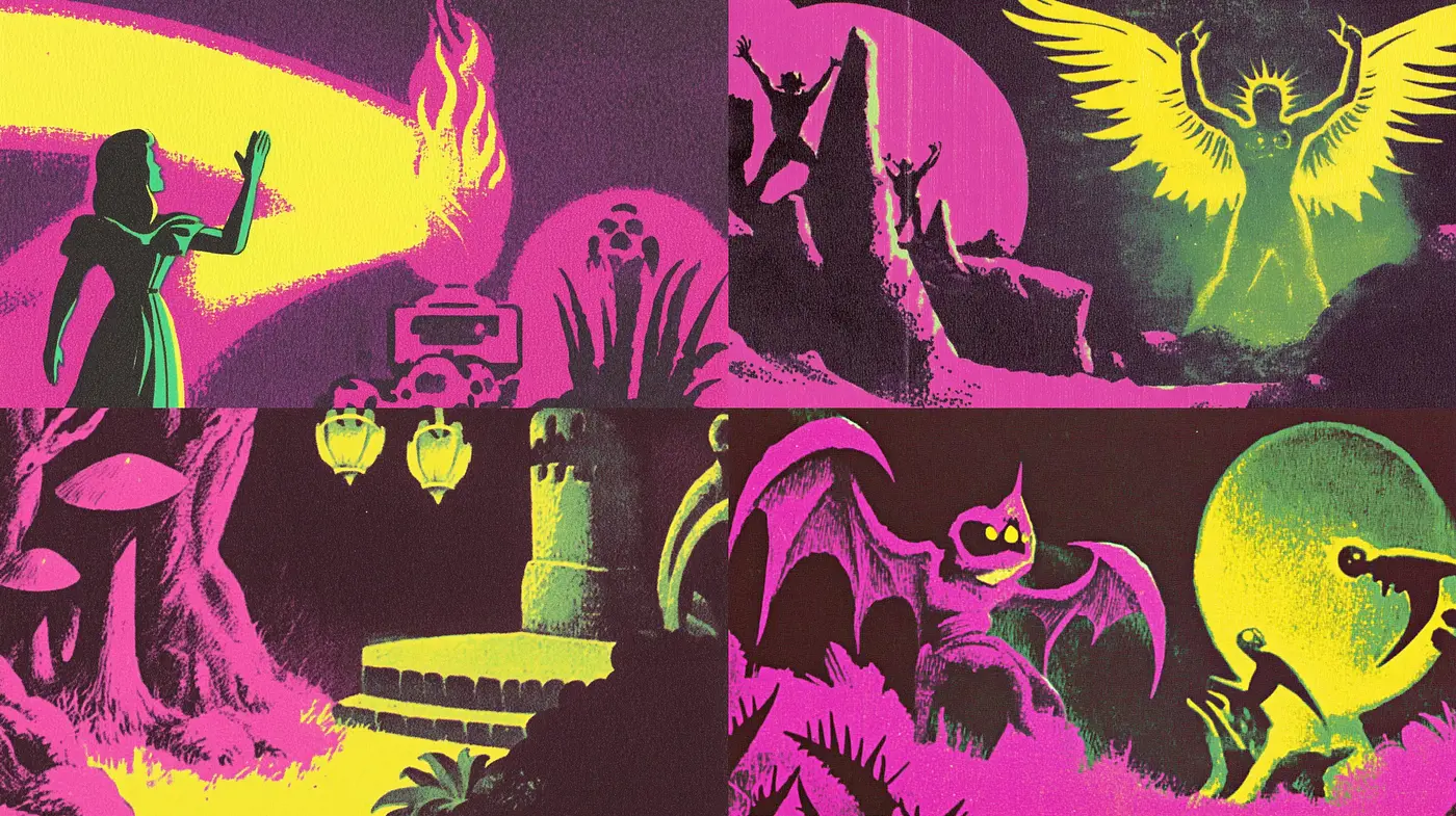 Psychedelic Dreamscape Fusion of Fantastical Elements - Midjourney sref style