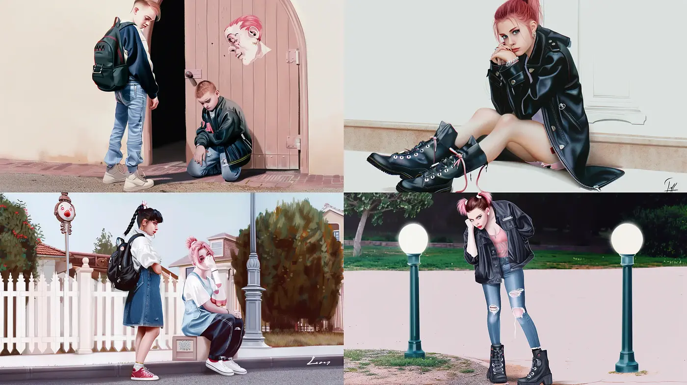 Consistently Soft and Stylized Urban Portraits with a Modern Nostalgic Flair - Midjourney sref style