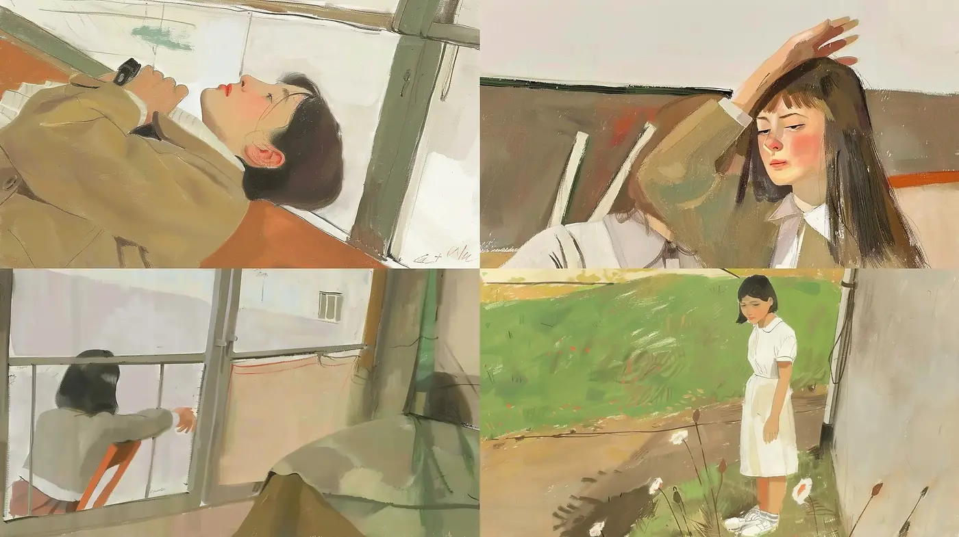 Contemplative Serenity in Watercolor Hues - Midjourney sref style
