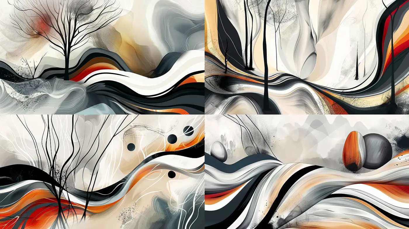 Surreal Flowing Landscapes with Abstract Natural Elements - Midjourney sref style
