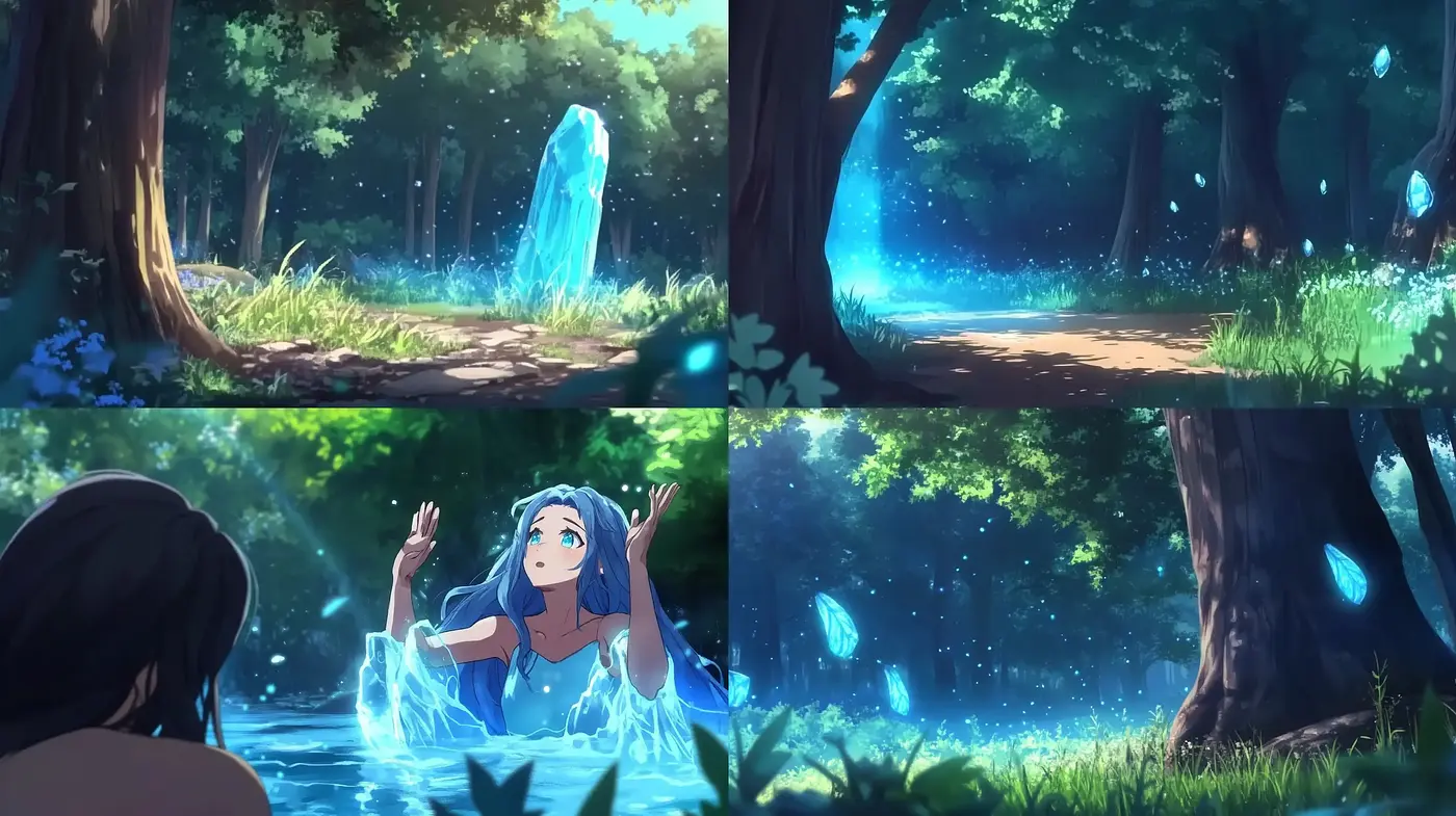 Enchanted Forest Whispers: A Serene Anime Dreamscape - Midjourney sref style