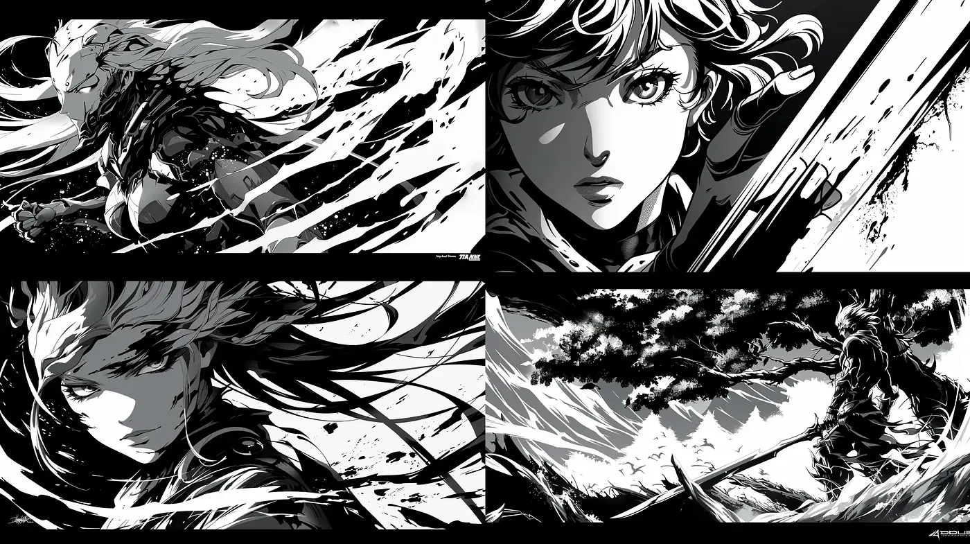 Monochromatic Elegance: A Dramatic Symphony in Black and White - Midjourney sref style