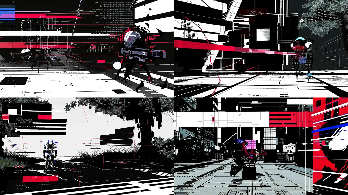 Futuristic Urban Contrast with Abstract Geometric Influence - Midjourney sref style