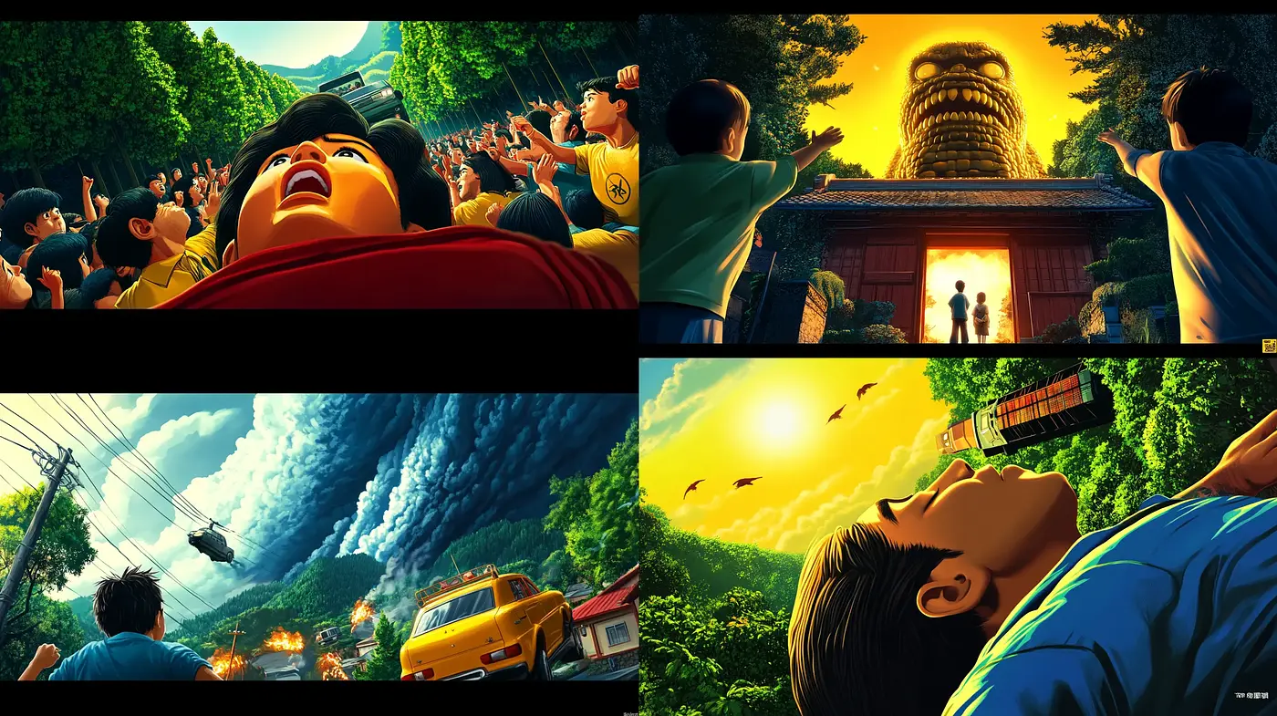 Luminous Anime Panorama: A Vivid Tale of Adventure and Expression - Midjourney sref style