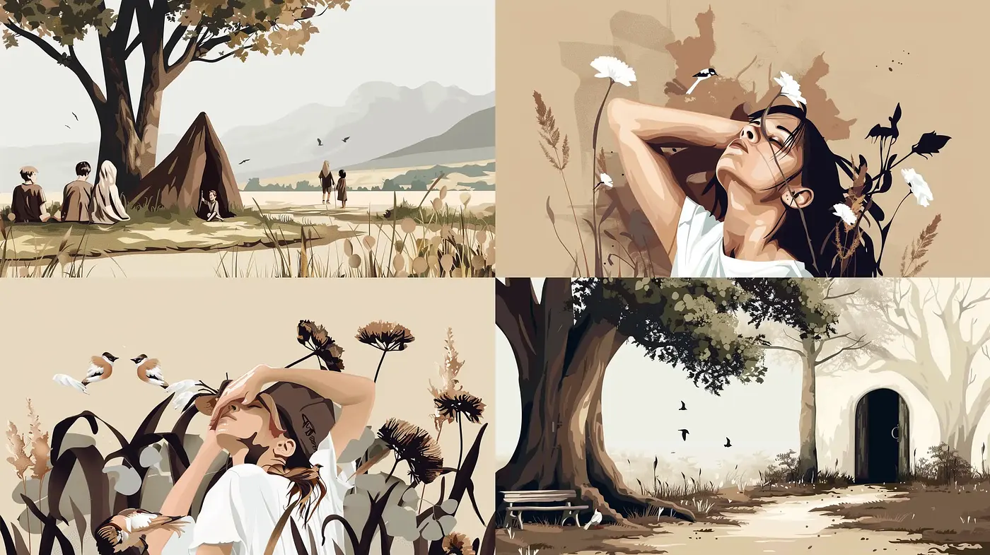 Pastoral Elegance With Dawning Sepia Tones - Midjourney sref style