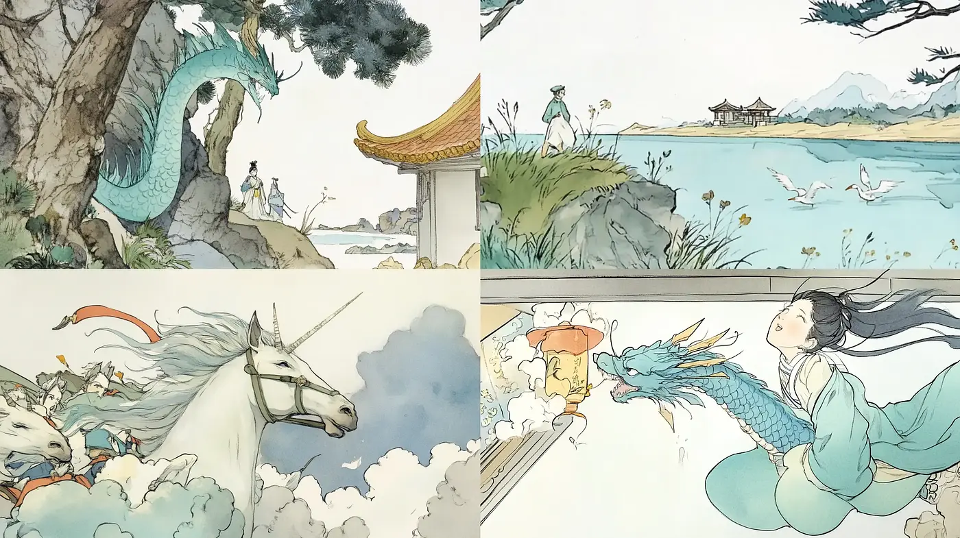 Ethereal East Asian Watercolor Visions - Midjourney sref style