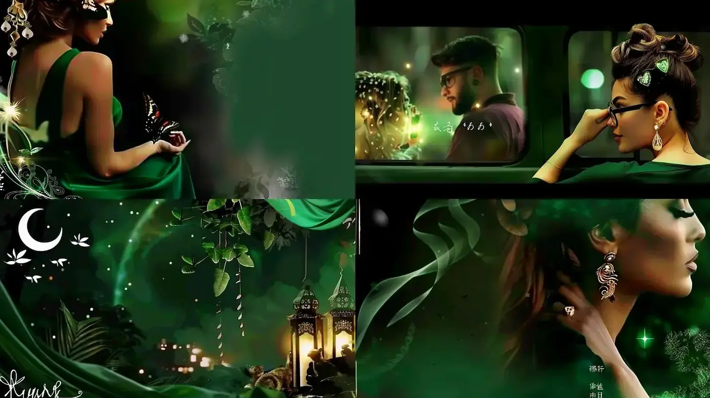 Enigmatic Emerald Nights: A Fusion of Photorealism and Fantasy - Midjourney sref style