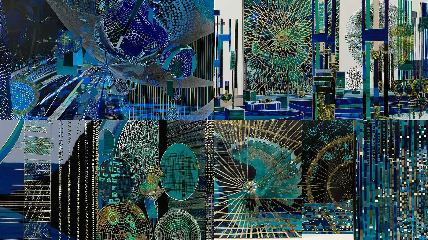 Dynamic Geometric Abstraction with Futuristic Vibes - Midjourney sref style