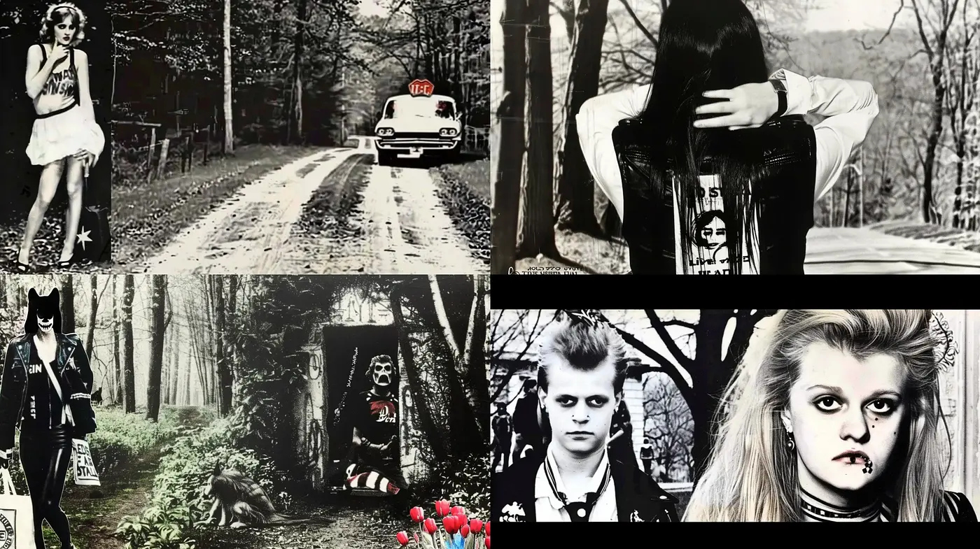 Monochrome Punk Era Fusion with a Hint of Surrealism - Midjourney sref style
