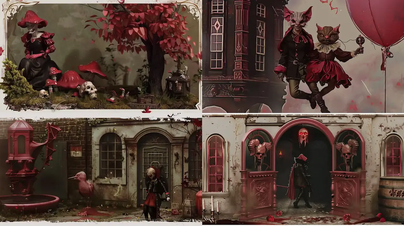 Whimsical Gothic Fantasy with a Touch of Macabre - Midjourney sref style