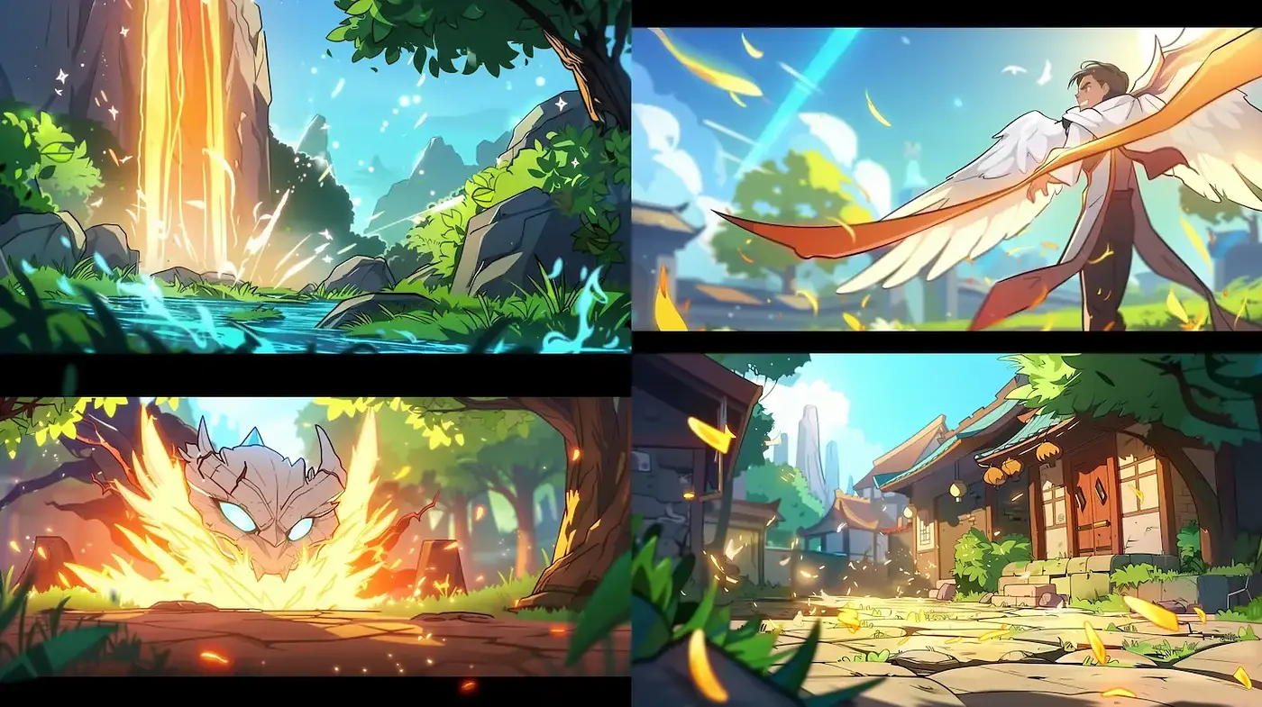 Vibrant and Dynamic Illustrative Fantasy Environment - Midjourney sref style