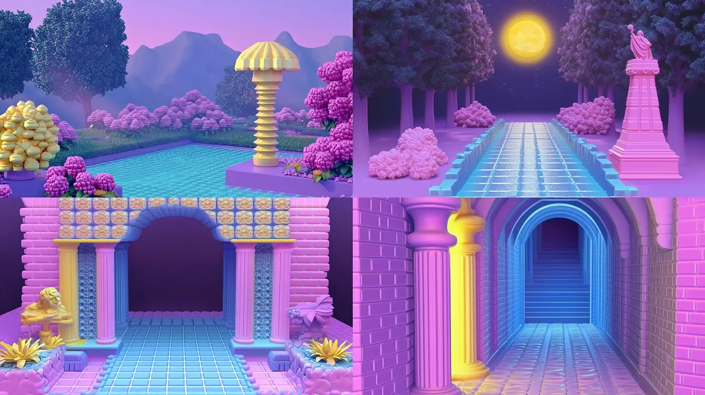 Surreal Twilight Dreamscapes with a Synthetic Neon Palette - Midjourney sref style