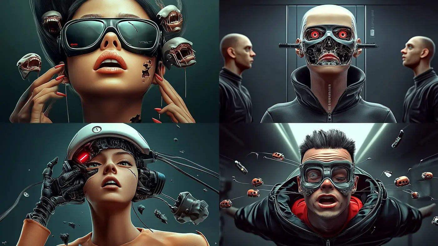 Futuristic Cyberpunk Aesthetics with Surrealist Overtones - Midjourney sref style