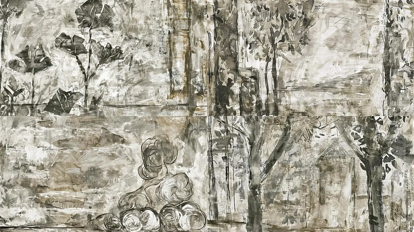 Ethereal Monochromatic Symphony: A Dance of Abstract Forms and Textures in Grayscale Harmony - Midjourney sref style