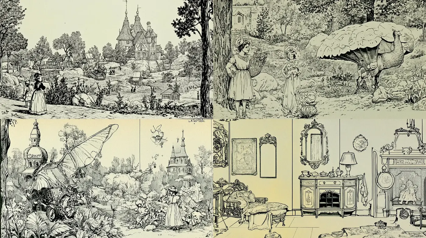 Enchanted Ink Illustrations of Timeless Tales - Midjourney sref style