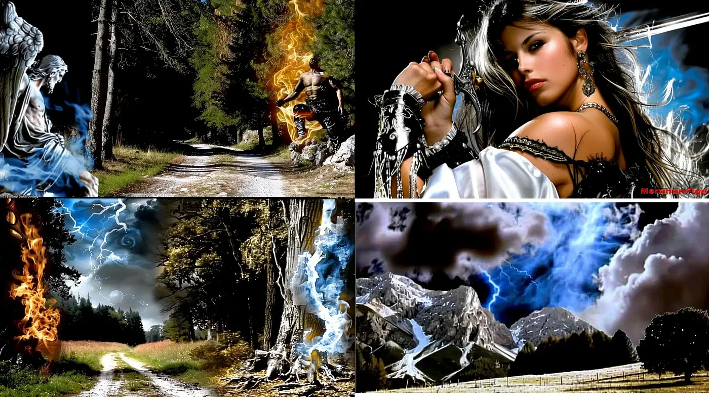 Ethereal Fantasy Art with Surreal Overtones and Dynamic Elements - Midjourney sref style