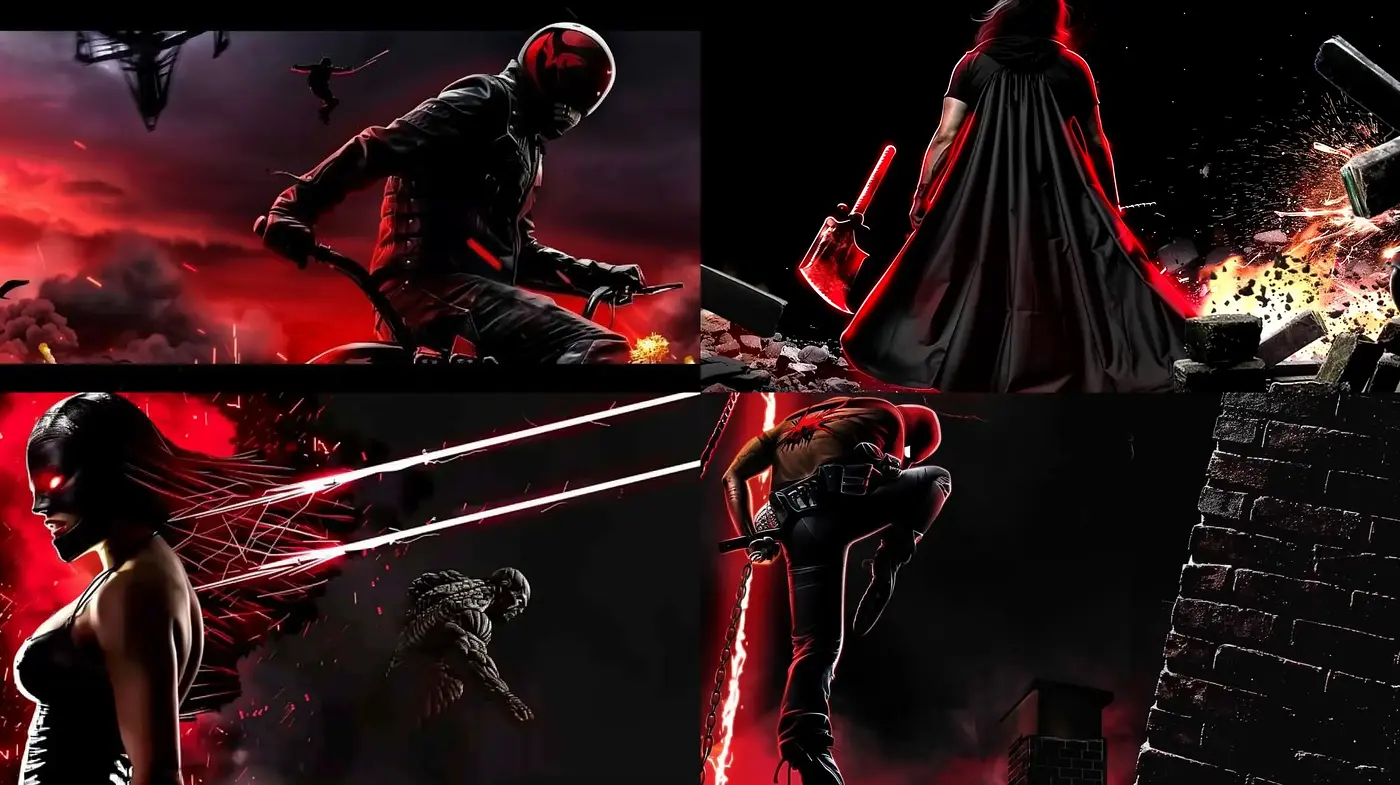 Dramatic Contrasts and Intensity: A Gritty Exploration through Dark Tones and Hues - Midjourney sref style