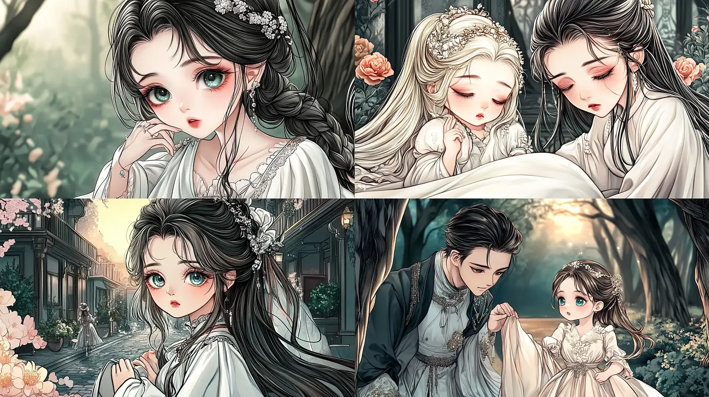 Ethereal Elegance in Moonlit Garden: A Fantastical Fusion of East Asian Aesthetics with Storybook Charm - Midjourney sref style