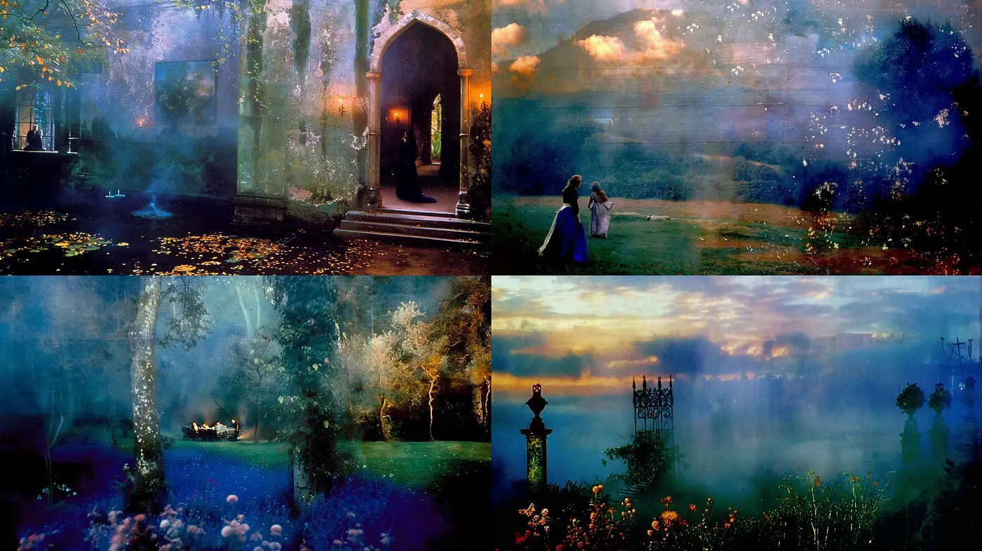 Ethereal Twilight Dreamscapes with a Surreal Romantic Touch - Midjourney sref style