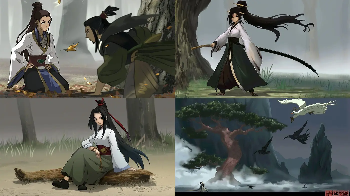 Harmonious Blend of Eastern Animation with Ethereal Overtones - Midjourney sref style