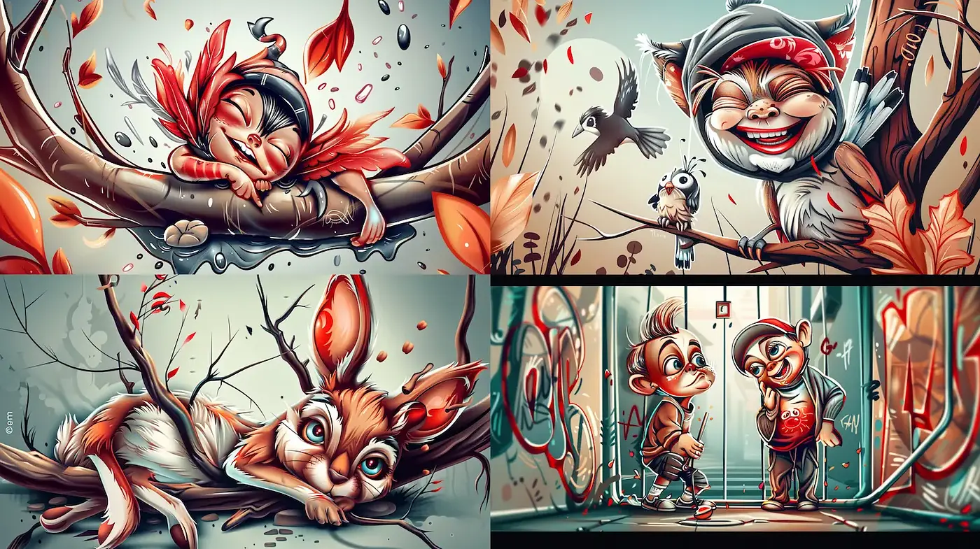 Whimsical and Playful Cartoon Aesthetic with a Touch of Nature - Midjourney sref style