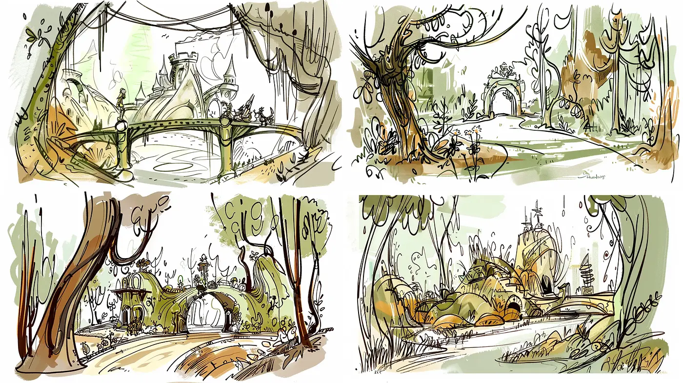 Rustic Sketchbook Fantasy with a Whimsical Touch - Midjourney sref style