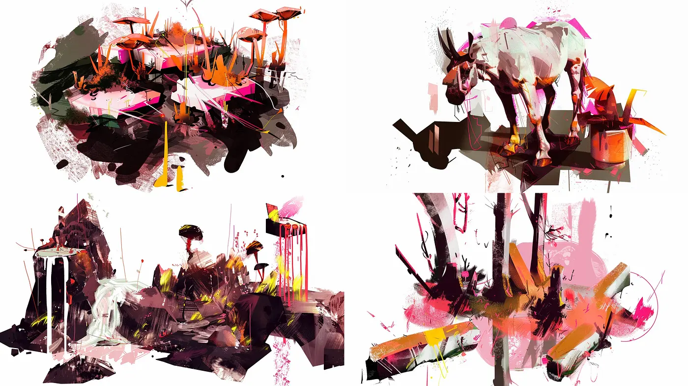 Abstract Expressionism with Vivid Brushstrokes and Energetic Composition - Midjourney sref style