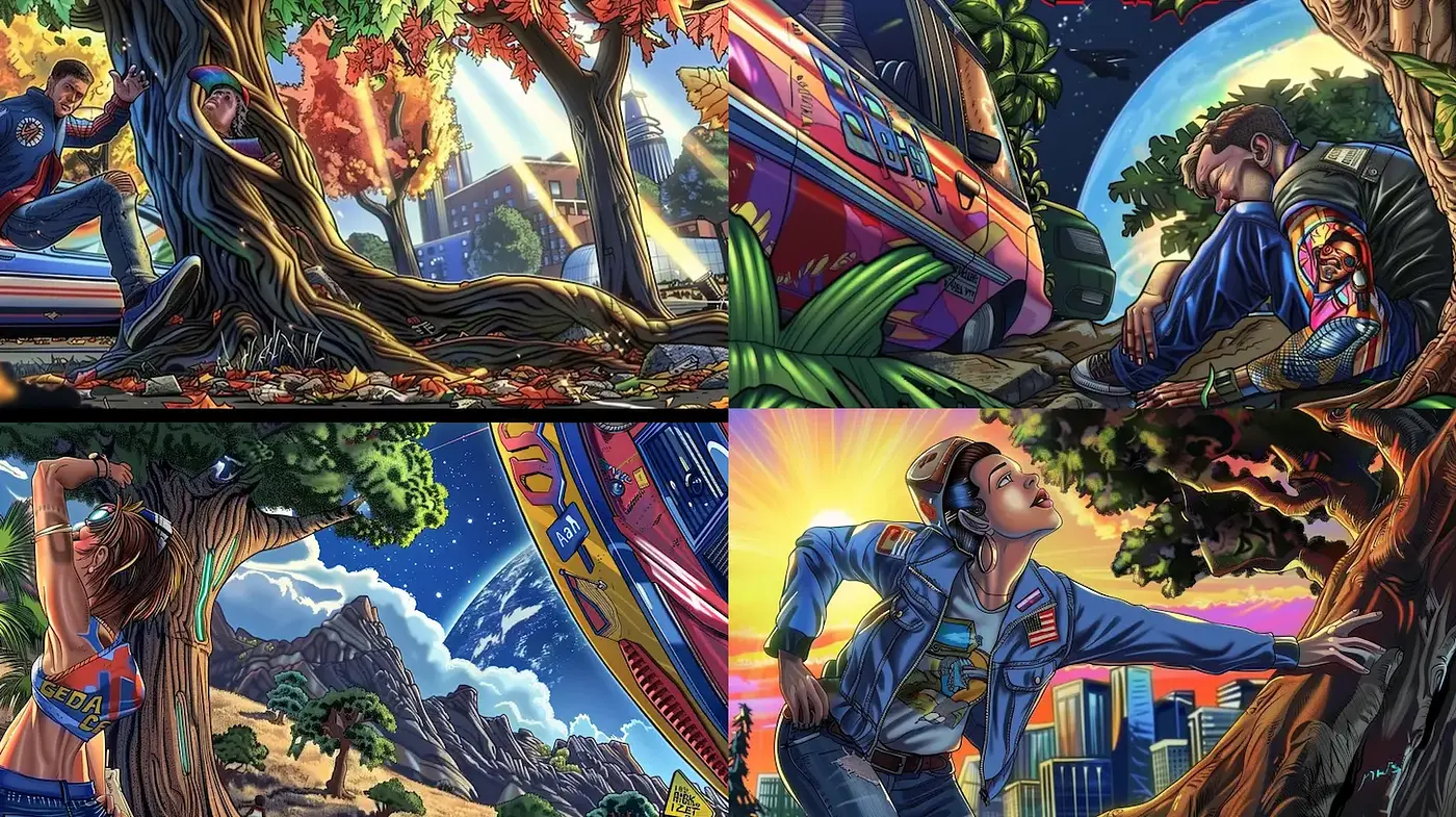 Vibrant, adventure-themed illustrations with a nostalgic, retro aesthetic - Midjourney sref style