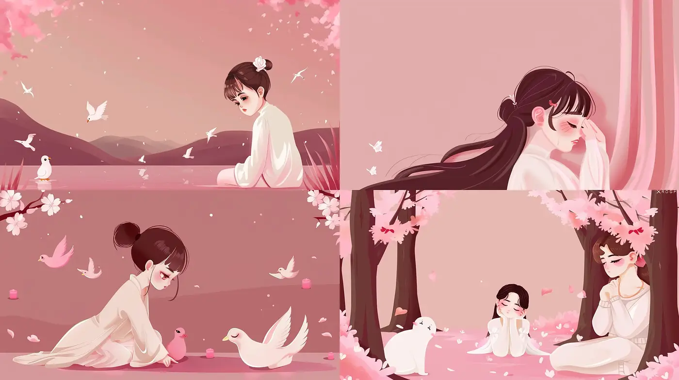 Serene Sakura Harmony: A Consistent Blend of Anime Elegance and Pastel Tones - Midjourney sref style