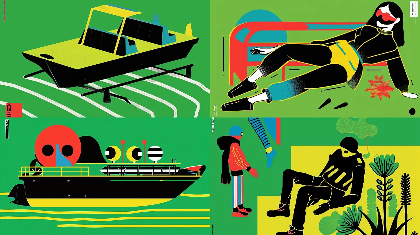 Vibrant Retro Futurism with Bold Geometric Shapes - Midjourney sref style