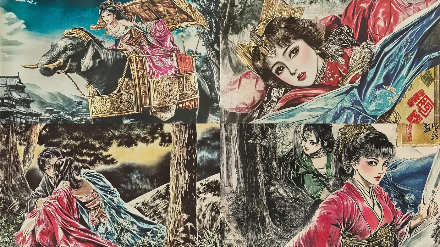 Ephemeral Blossoms: A Fusion of Traditional Japanese Ukiyo-e and Vibrant Storytelling - Midjourney sref style