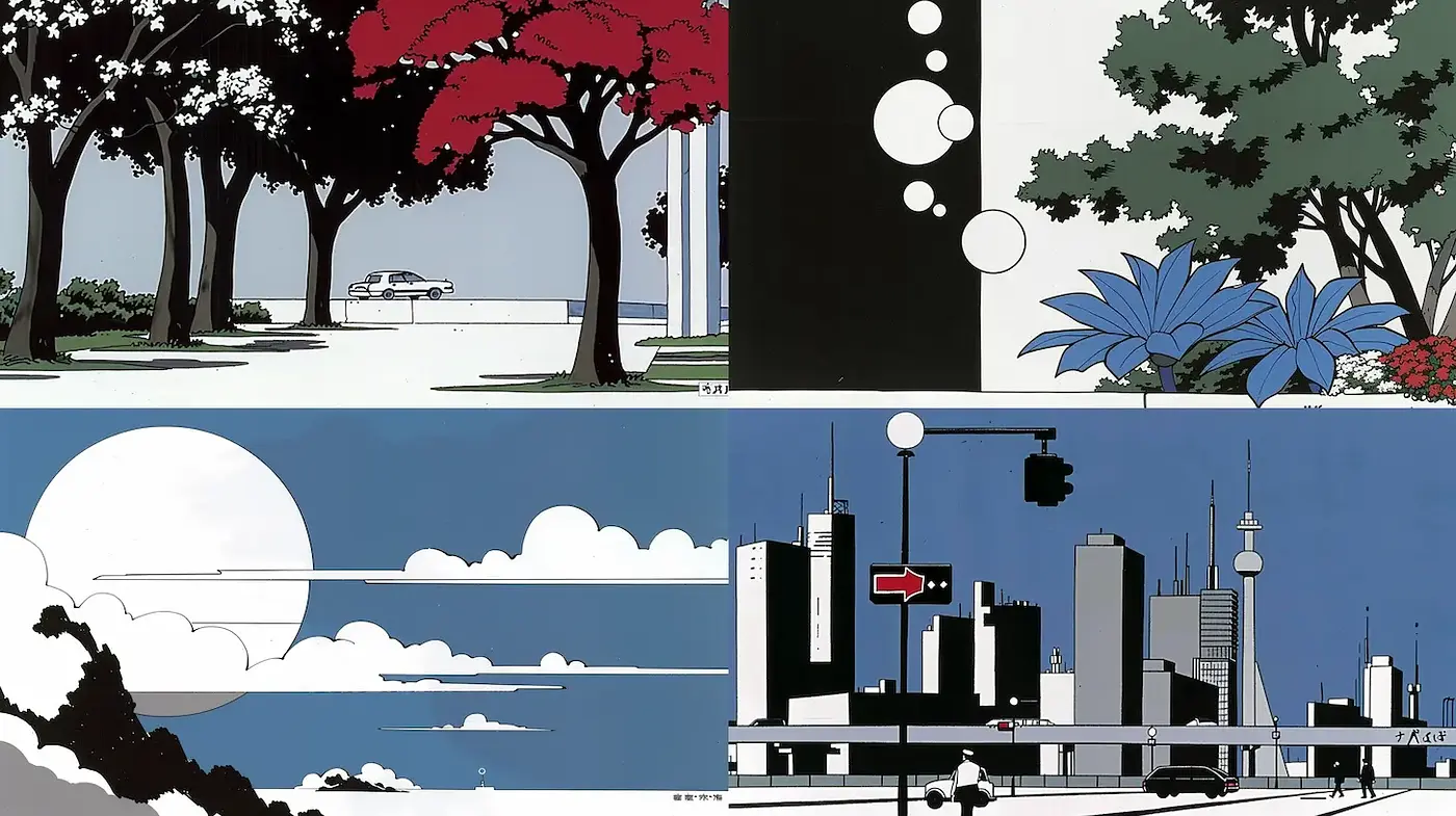 Distinctive Modern Minimalism with a Retro Aesthetic - Midjourney sref style