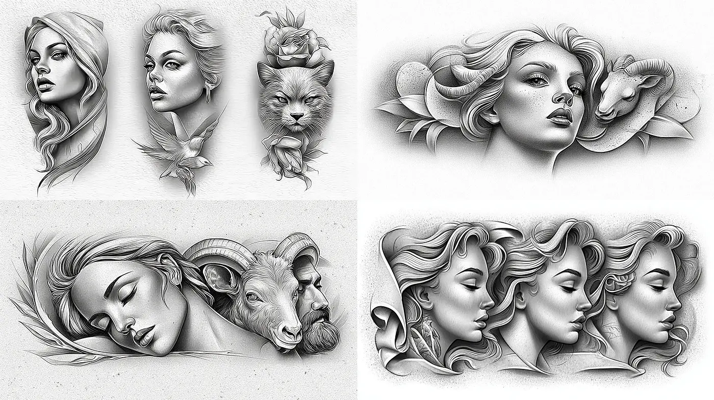 Intricate Monochromatic Portraiture with Nature Elements - Midjourney sref style