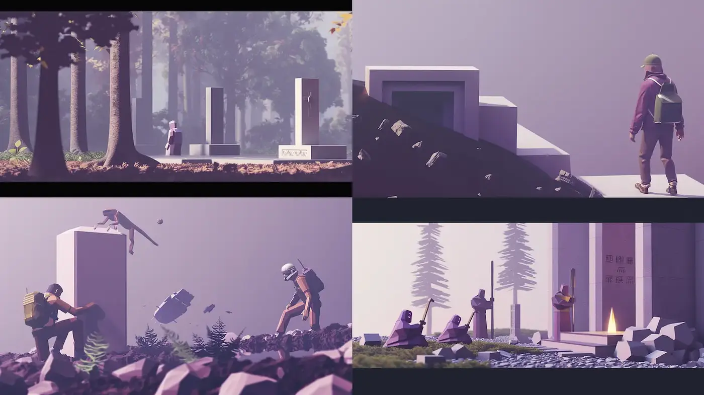 Futuristic Minimalism with a Mysterious Atmosphere in Nature - Midjourney sref style
