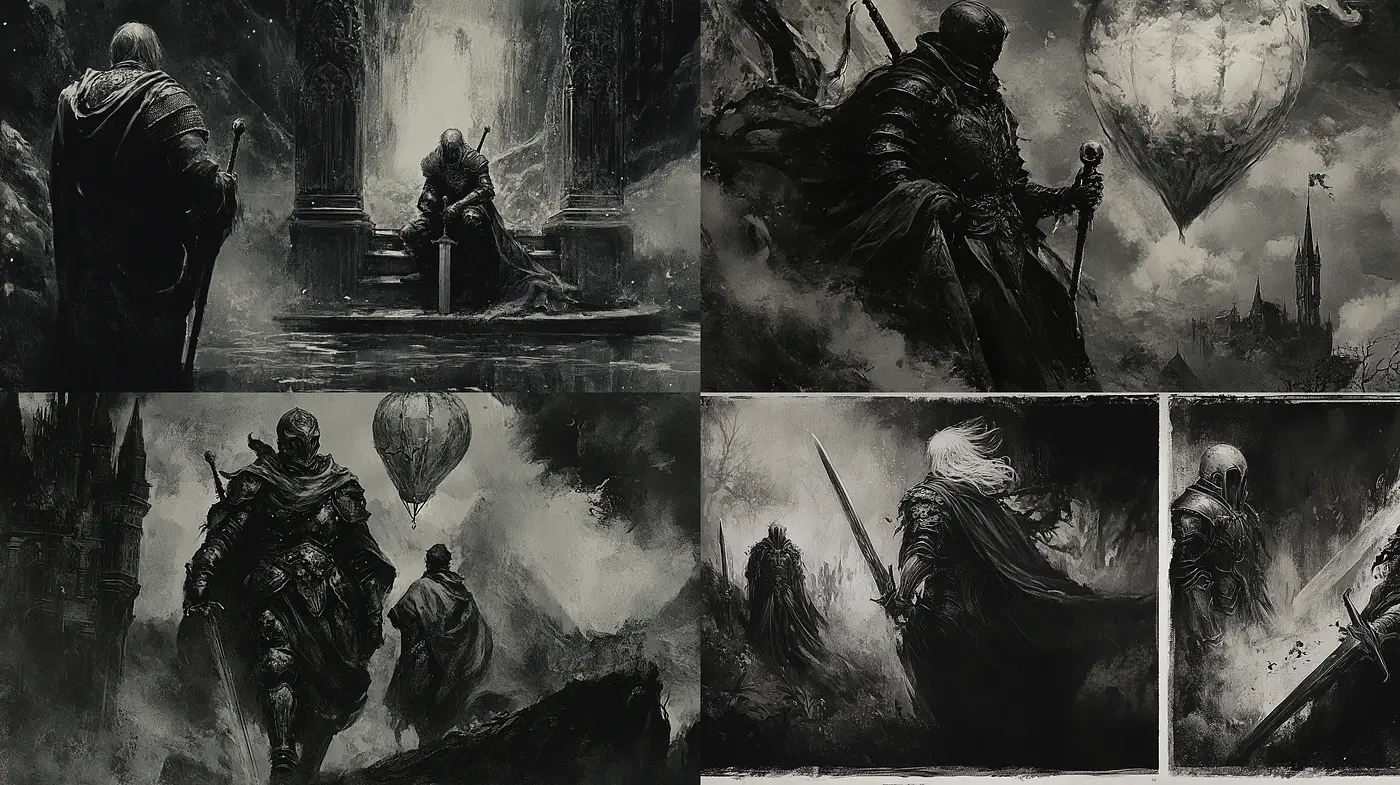 Gothic Reverie: Dark Monochromatic Visions - Midjourney sref style