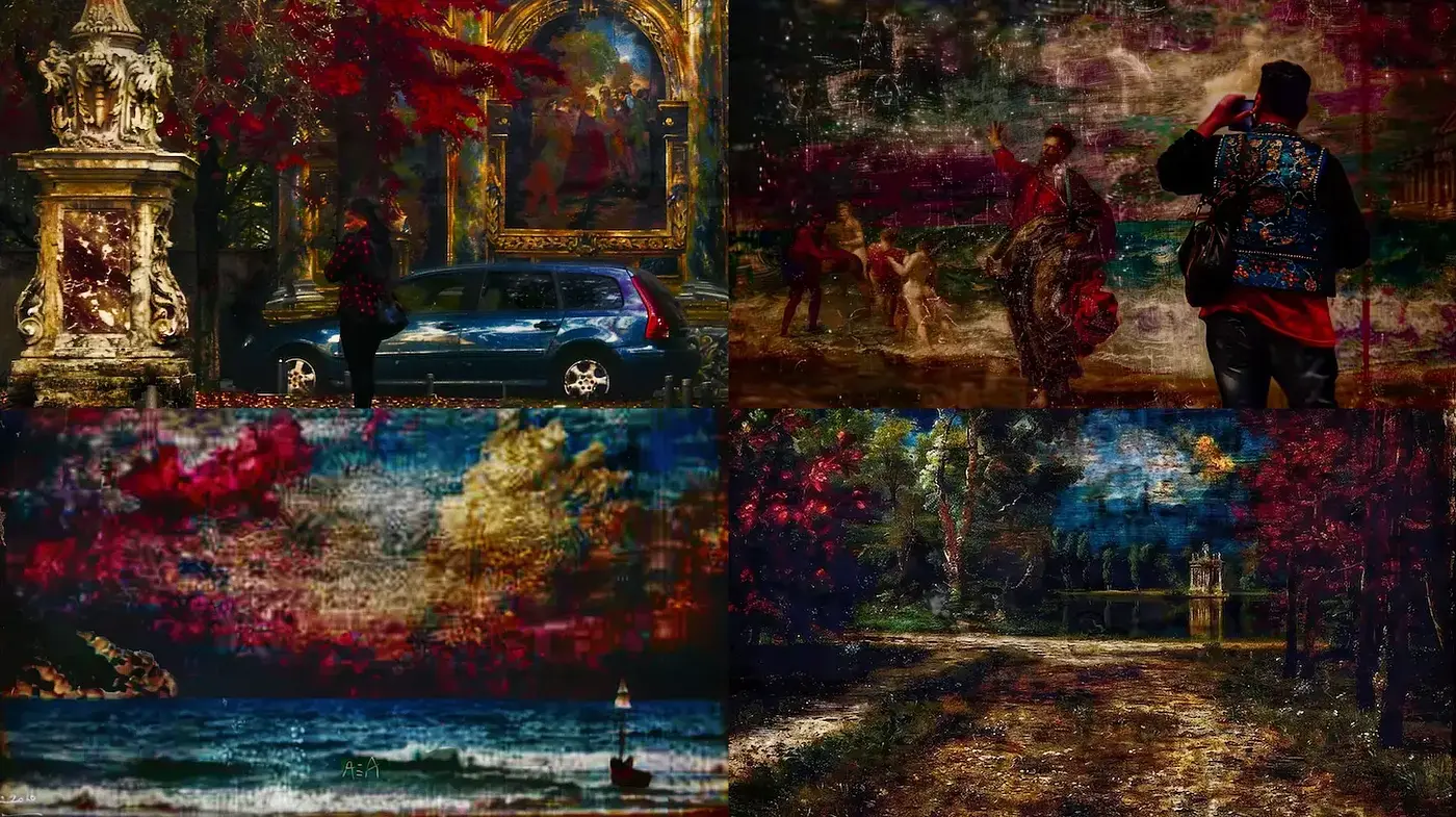 Intricate blend of historical elements with vibrant natural motifs - Midjourney sref style
