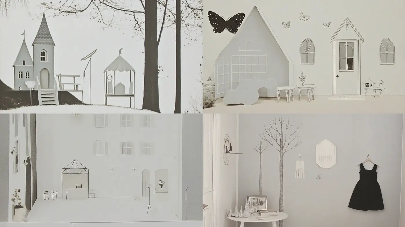 Monochromatic Whimsy: A Serene and Minimalistic Interpretation - Midjourney sref style