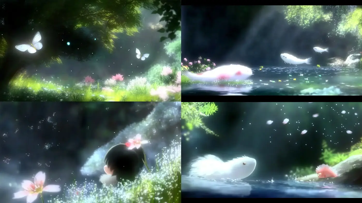 Enchanted Forest Whispers: A Serene Anime Dreamscape - Midjourney sref style