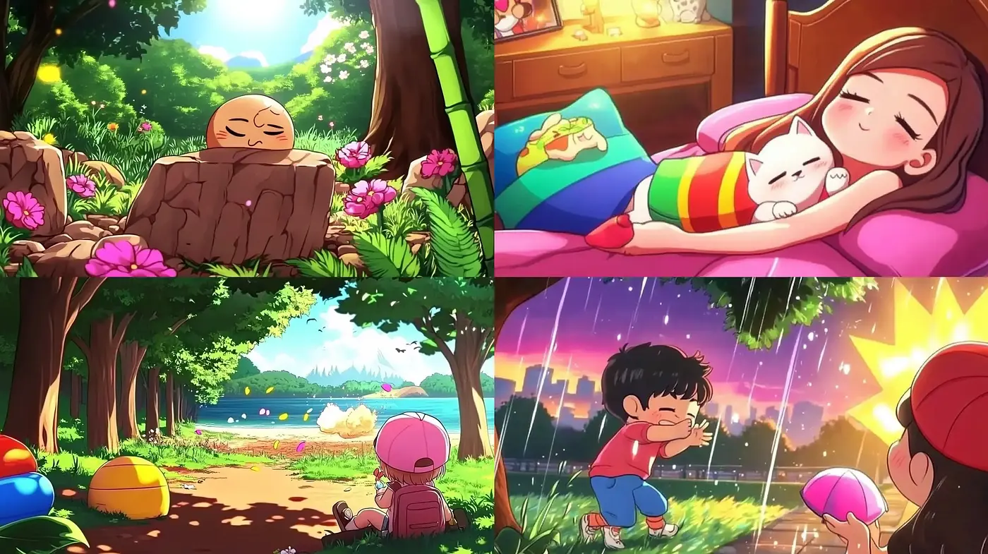 Vibrant Storybook Nostalgia: A Vivid Homage to Anime Illustration - Midjourney sref style