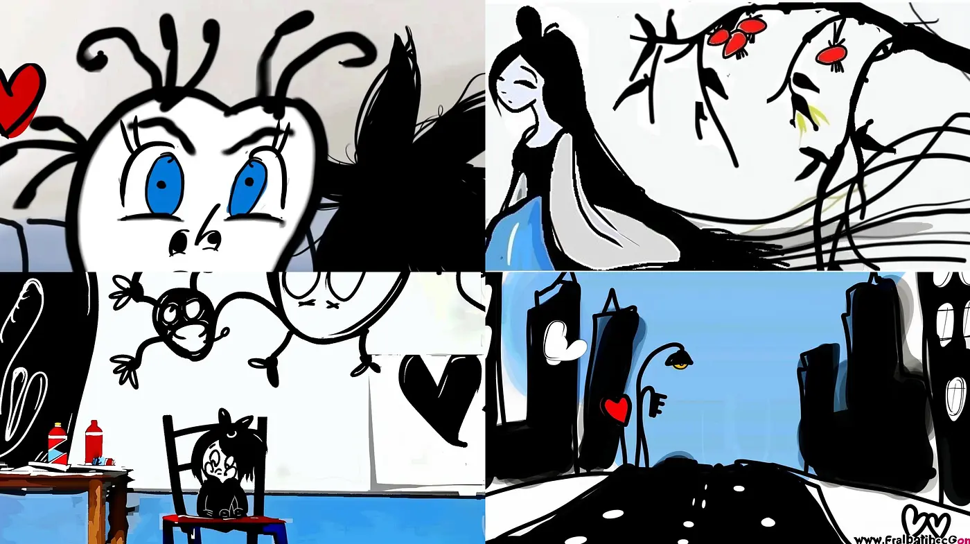 Monochrome Expressions: Stylized Contrasts and Playful Shapes - Midjourney sref style