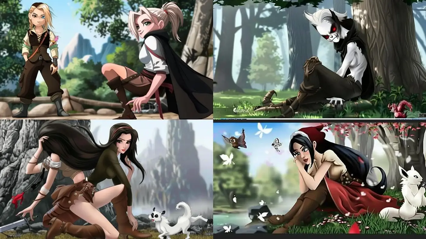 Enchanted Forest Encounters: A Fusion of Fantasy and Anime Aesthetics - Midjourney sref style