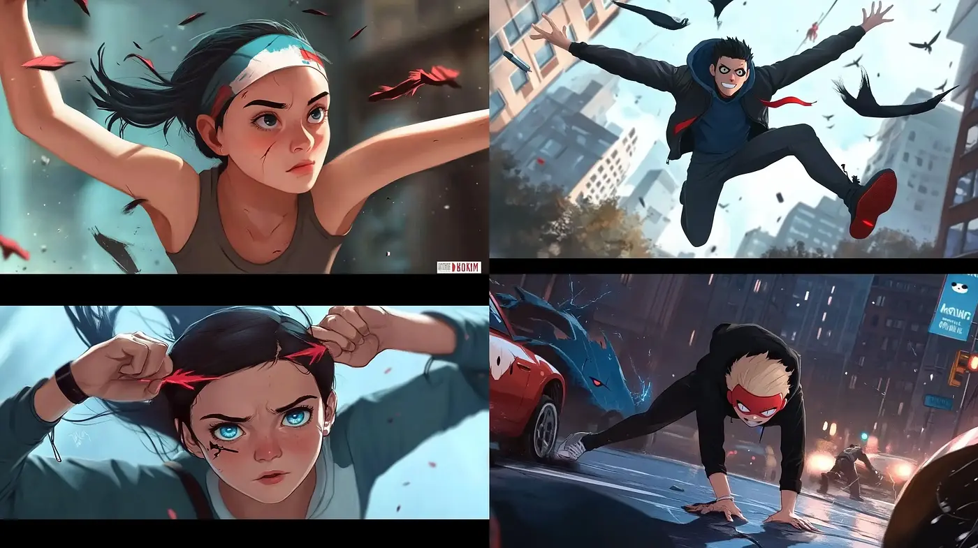 Dynamic Action-Packed Cinematic Illustration Series - Midjourney sref style