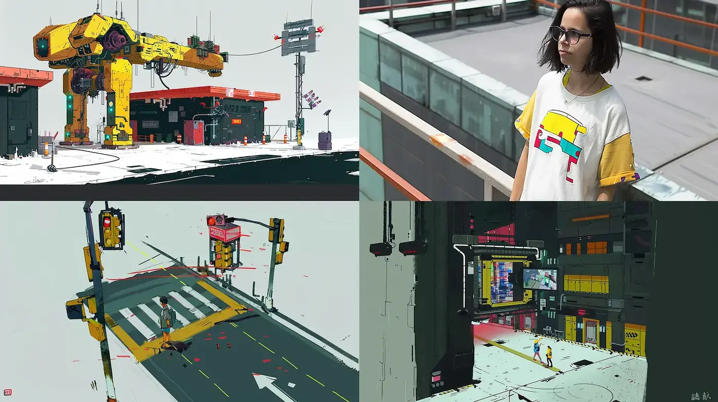 Vividly Expressive Urban Aesthetic with a Futuristic Touch - Midjourney sref style