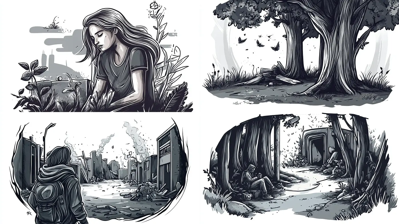 Monochromatic Whispers of Serenity - Midjourney sref style